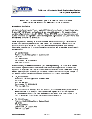 Electronic Death Registration System Participation Agreement Smchealth  Form