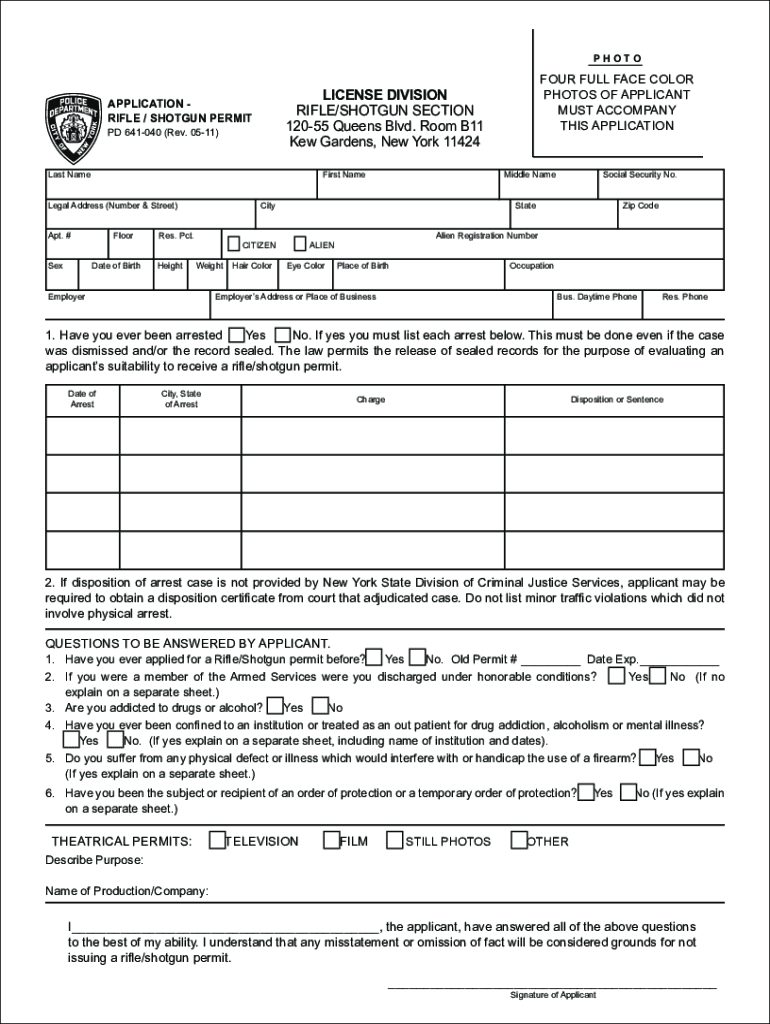Get and Sign Nyc Shotgun Permit 2011-2022 Form