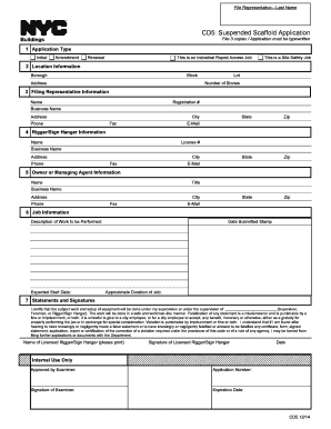 CD5 Suspended Scaffold Application New York Home Nyc  Form