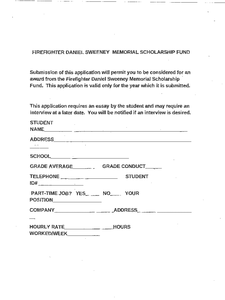 Daniel Sweeney Scholarship Fund  Form