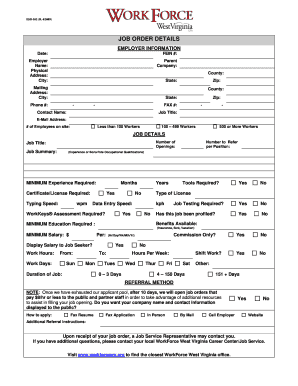 Printing Job Order Form PDF