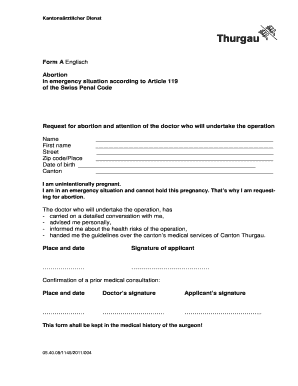 Abortion Paperwork PDF  Form