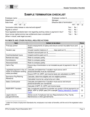 Termination Checklist Canada  Form