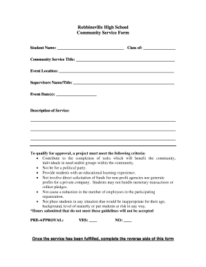 Robbinsville High School Community Service Form