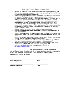  Drill Team Permission Slip and Expectation Sheet 2012-2024