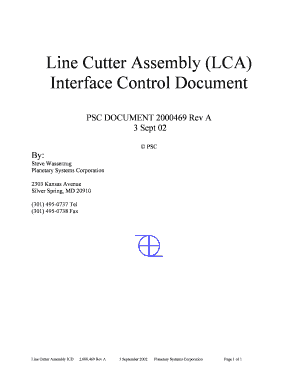 Line Cutter Assembly LCA Interface Control Document  Form
