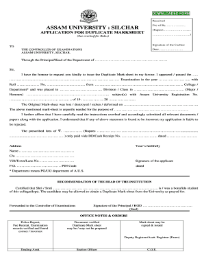 Migration Certificate Assam University  Form