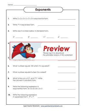 Super Teacher Worksheets Exponents  Form