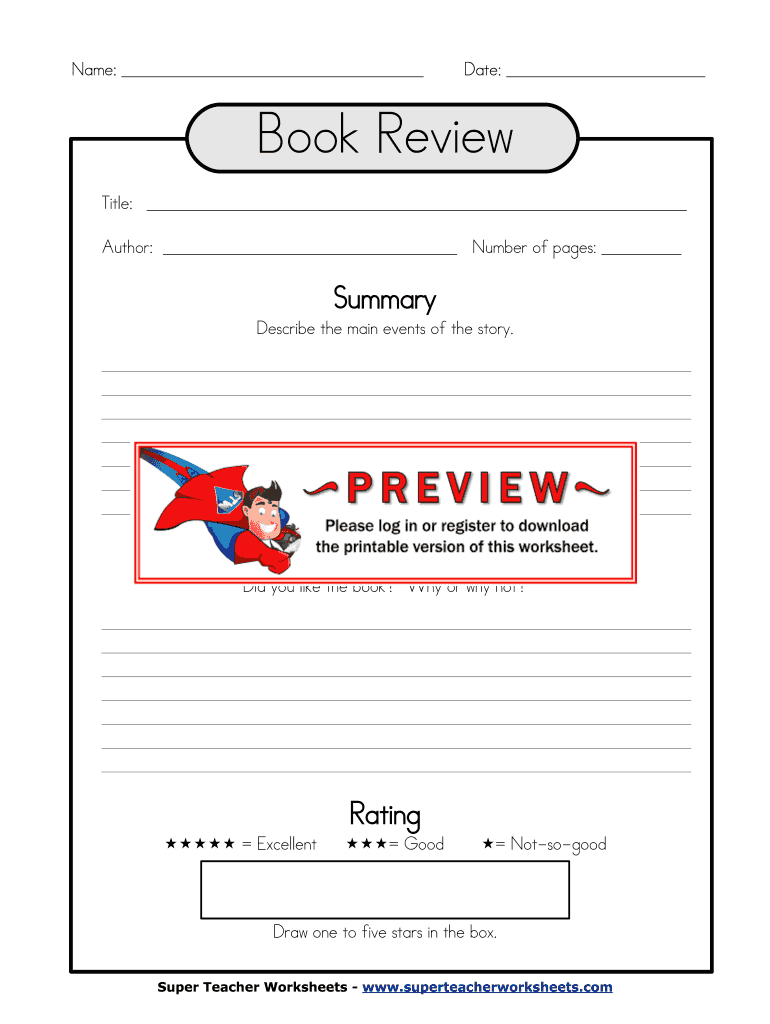 Book Review Super Teacher Worksheets  Form