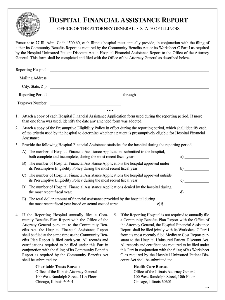 Illinois Hospital Financial Assistance Report  Form