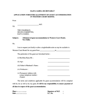 Western Court Booking Form Lok Sabha