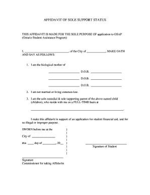 Osap Affidavit Sample  Form