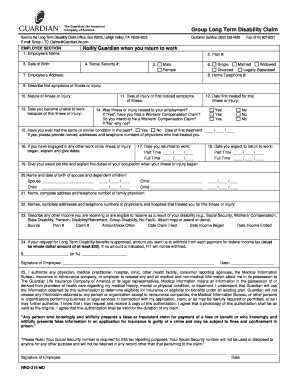 The Guardian Long Term Disability Claims Form