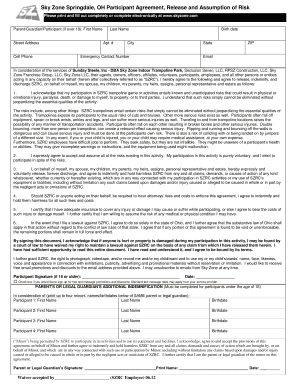 SKYZONE Waiver Form Royalredeemer