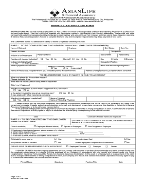 Asianlife Reimbursement Form