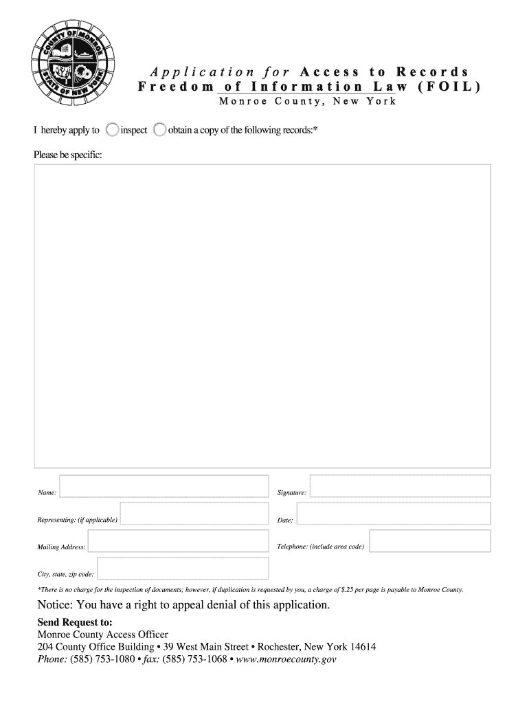  FOIL Request Form  Monroe County  Monroecounty 2006