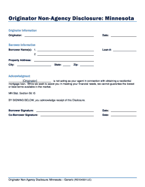 Originator Non Agency Disclosure Minnesota InterBank  Form
