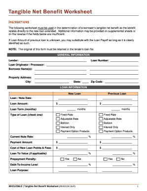 Tangible Net Benefit Worksheet InterBank  Form