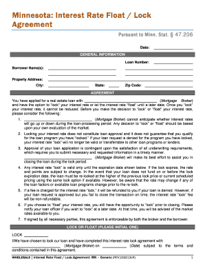 Minnesota Interest Rate Float Lock Agreement InterBank  Form