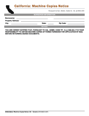 California Machine Copies Notice InterBank  Form