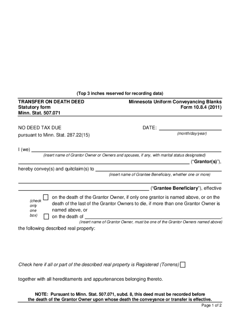 Transfer on Death Deed PDF  Form