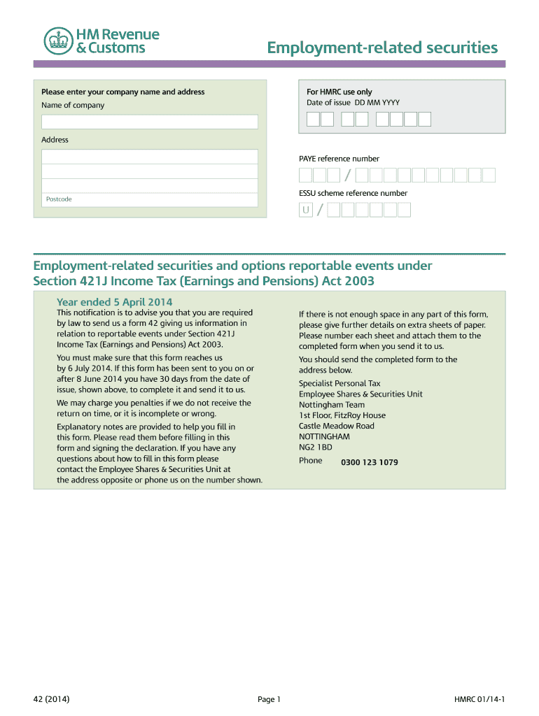  Form 42 2014-2024