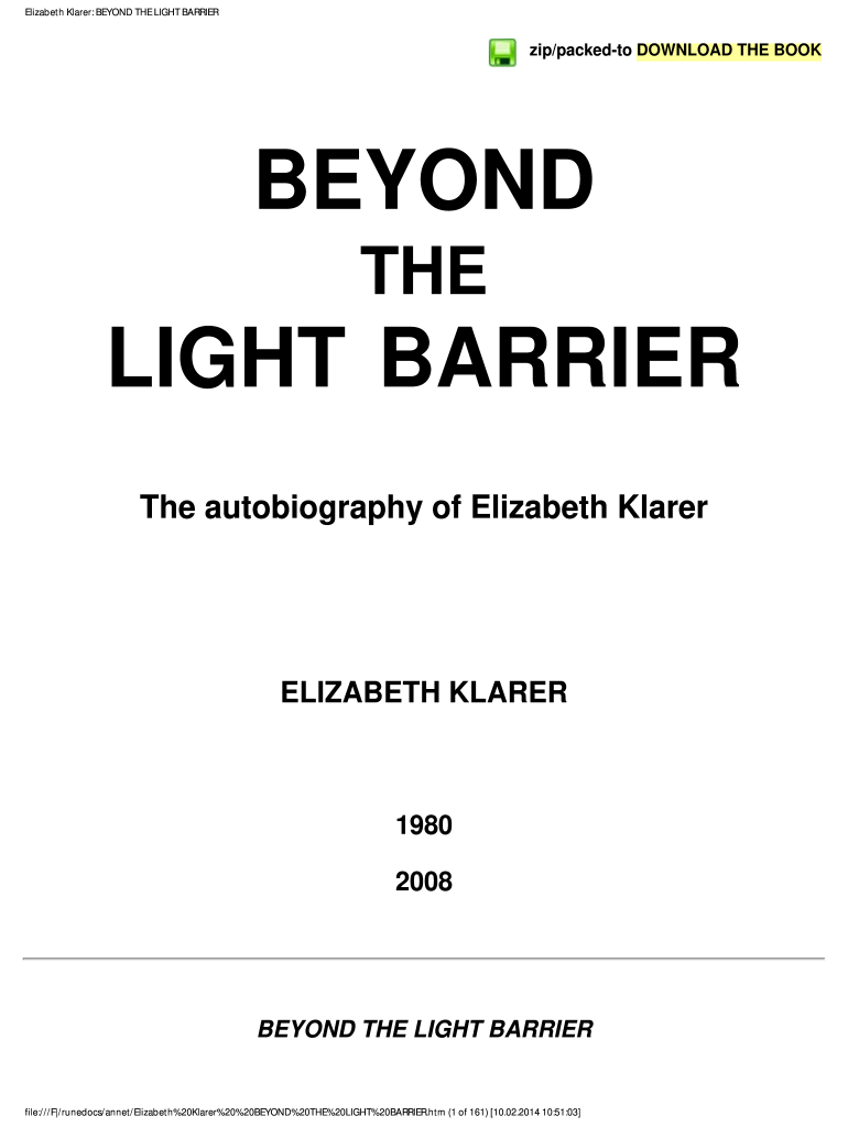Elizabeth Klarer Beyond the Light Barrier PDF  Form