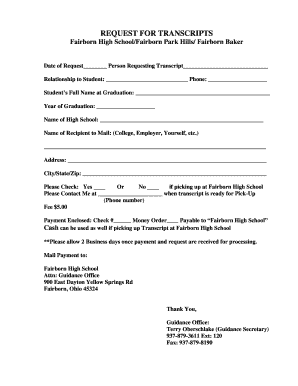 To Download a TRANSCRIPT REQUEST Form Fairborn City Schools Fairborn K12 Oh