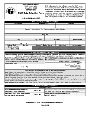 Student Emis Registration Form