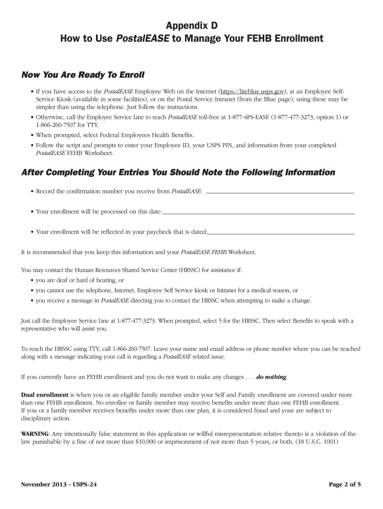  Postalease Fehb Worksheet PDF 2013