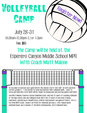 Volleyball Camp Flyer Catalina Foothills School District Cfsd16  Form
