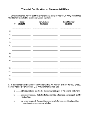 Triennial Certification of Ceremonial Rifles  Form