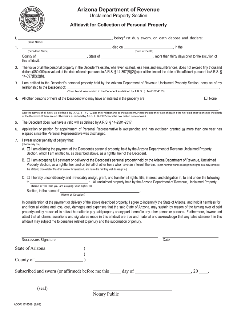 Arizona Form 17 5509