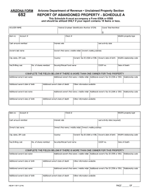 Arizona Form 11017 Unclaimed Property Report Schedule a Azunclaimed