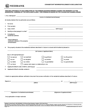 COHABITANTSOWNERSLESSEES DECLARATION  Form