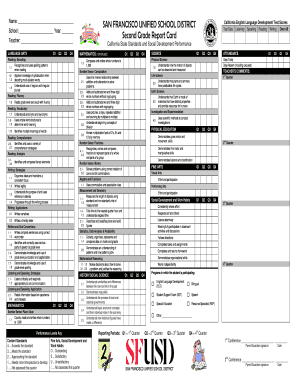 Report Card Grade 2 Web Sfusd  Form