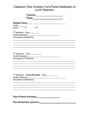 Lunch Detention Slip PDF  Form