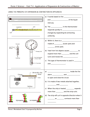 Expansion and Contraction Worksheet  Form