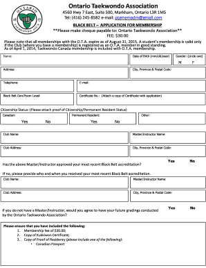 Taekwondo Ontario  Form