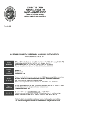 Form BC 1040 Battle Creek, Michigan Battlecreekmi
