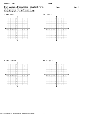 Algebra 1 Graphing Inequalities Standard Form Answer Key