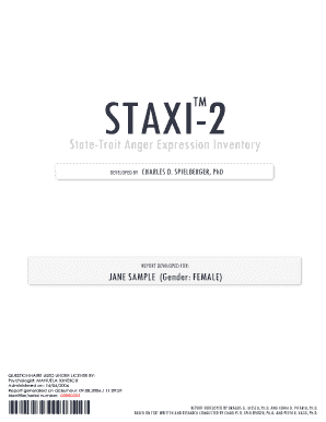 Staxi 2 Questionnaire PDF  Form