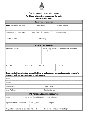 Uwi Application  Form