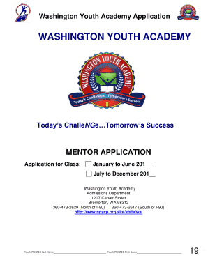 Washington Youth Academy Application Washington State Military Mil Wa  Form