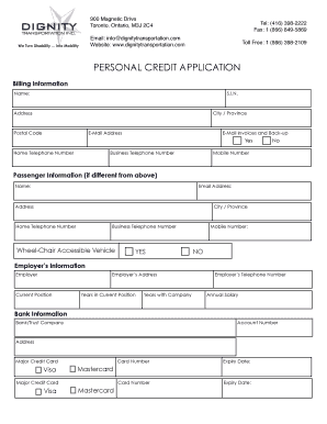 Blank Credit Application  Form