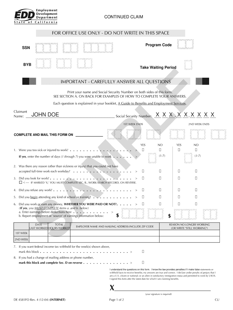 De 4581  Form