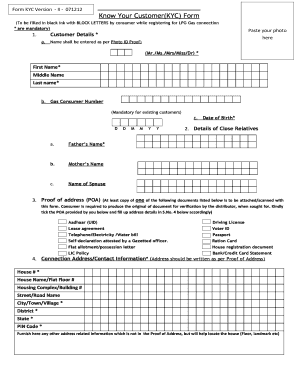 Indane Gas Kyc Form PDF Download