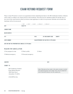 EXaM RefunD ReQuest FoRM HR Certification Institute Hrci