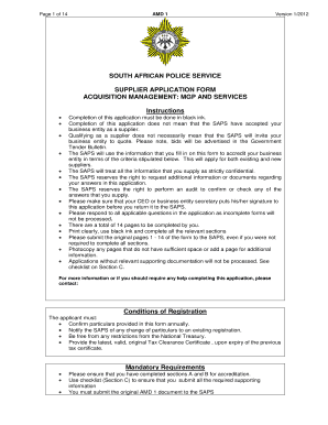 Saps Tender Database Registration  Form