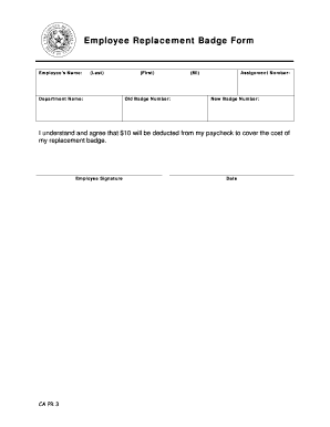 Employee Replacement Badge Form Dallas County, Texas Dallascounty